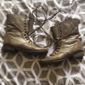 Tan Steve Madden combat boots